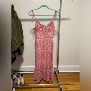 Pink floral midi dress